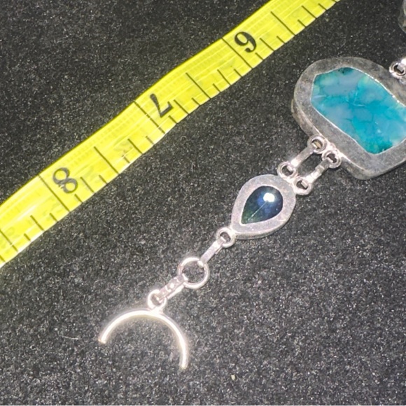 Sale * Ocean Solar Druzy Agate Handcrafted multi-gem statement bracelet - Picture 8 of 10